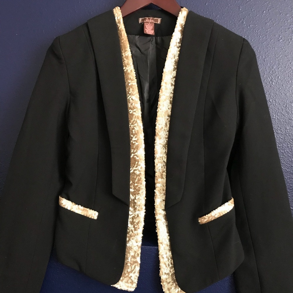 Black and Gold Sequin Blazer